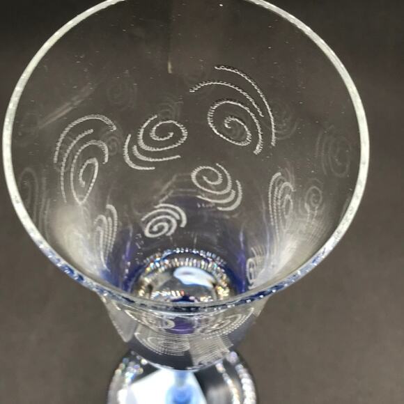 Mikasa Hand Blown with Stippling Czech Republic Celestial Blue CHP Flute - Mint - Picture 4 of 7